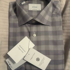Eton Men's Classic Gray Check Shirt
